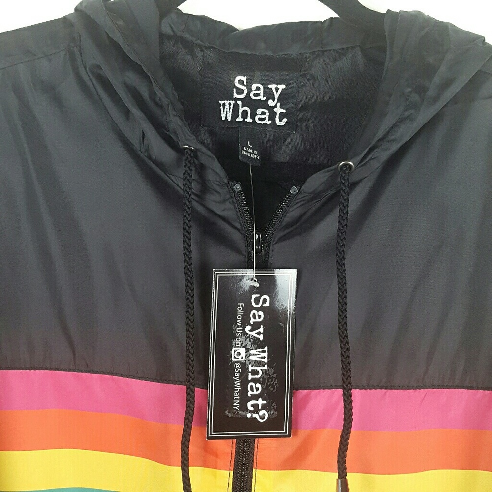NWT Rainbow Striped Windbreaker - Picture 3 of 5